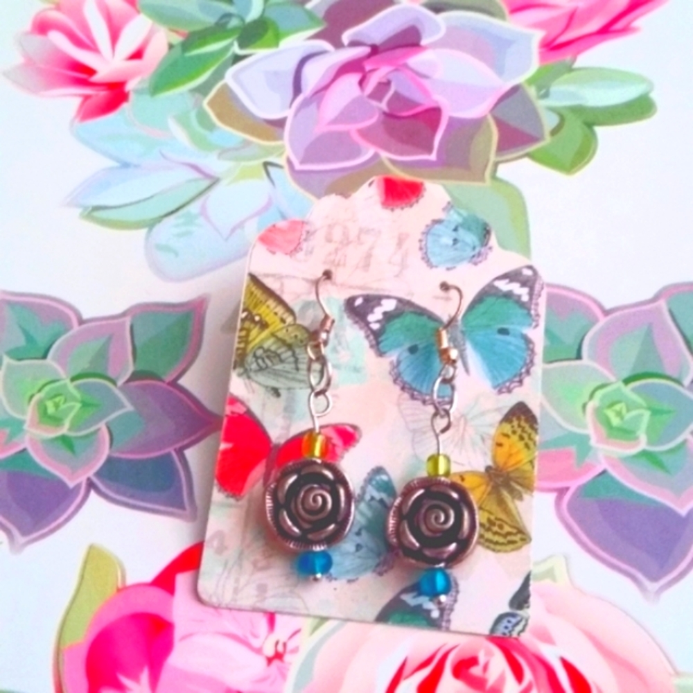 Handmade rose earrings